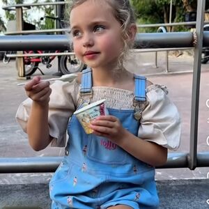 Lolly May Denim Ice Cream Shortalls Sz 4